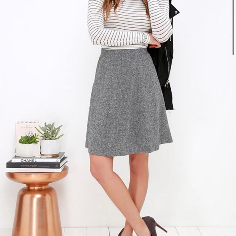 Twill grey A-line skirt